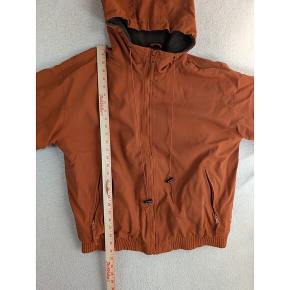 Cabelas Jacket Mens Large Orange Canvas Zip Up Hooded Lined Cowl Neck Winter - Picture 6 of 16